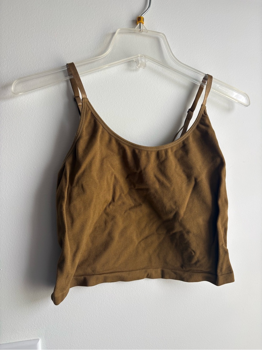 Women's Brown Cropped Tank Top with Adjustable Straps